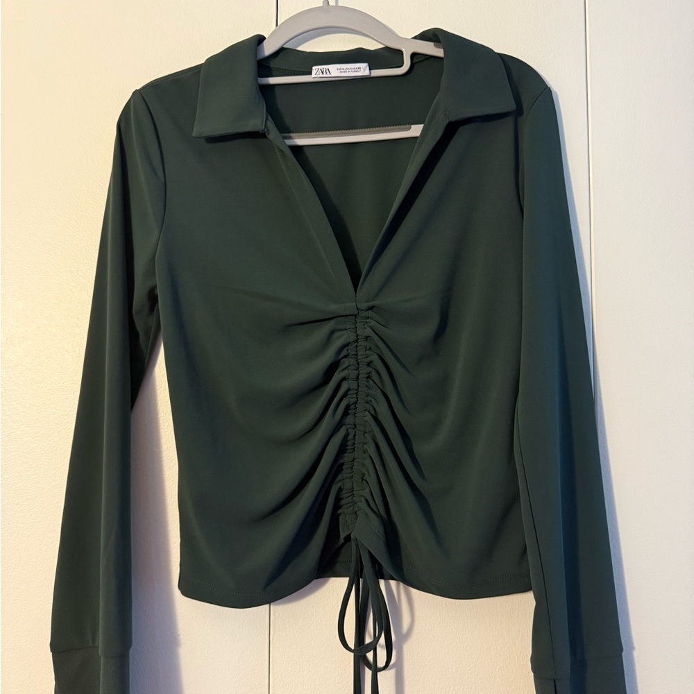 Zara Women's Green Ruched Top